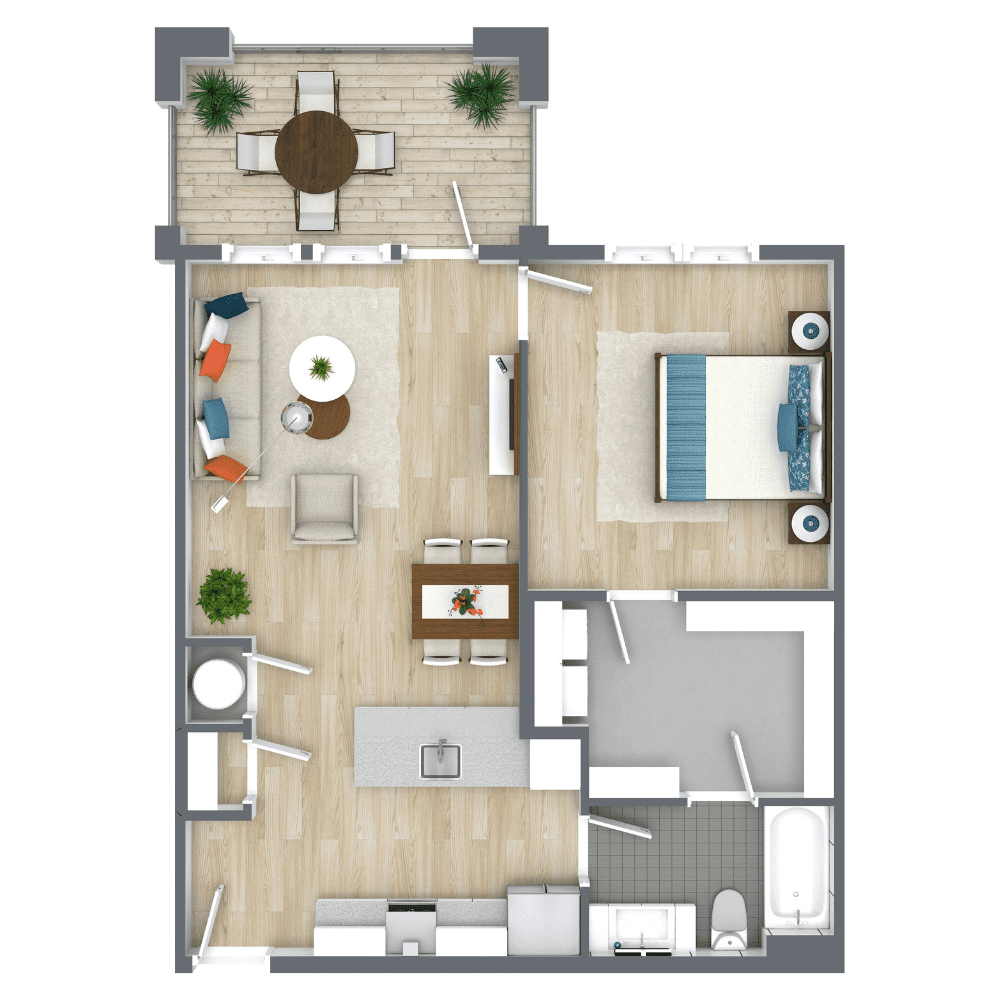 1 Bedroom The Elkmont 1-Bed / 1-Bath 728 SQ.FT.